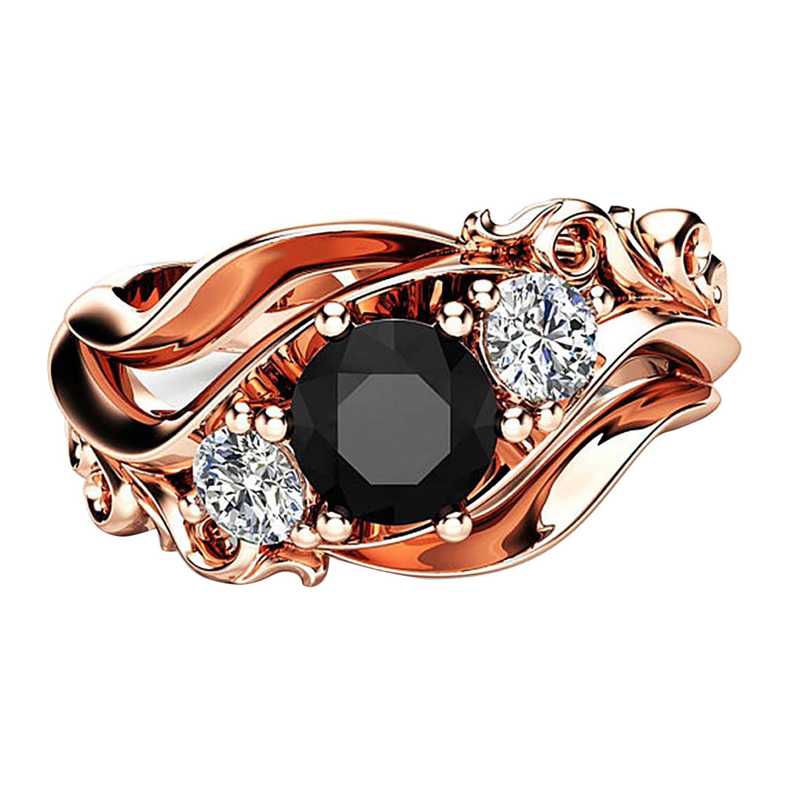 thumbnail image 2 of Fashion Flower Line Black Zircon Ring Ladies Ring Ring Bracelet, 2 of 2